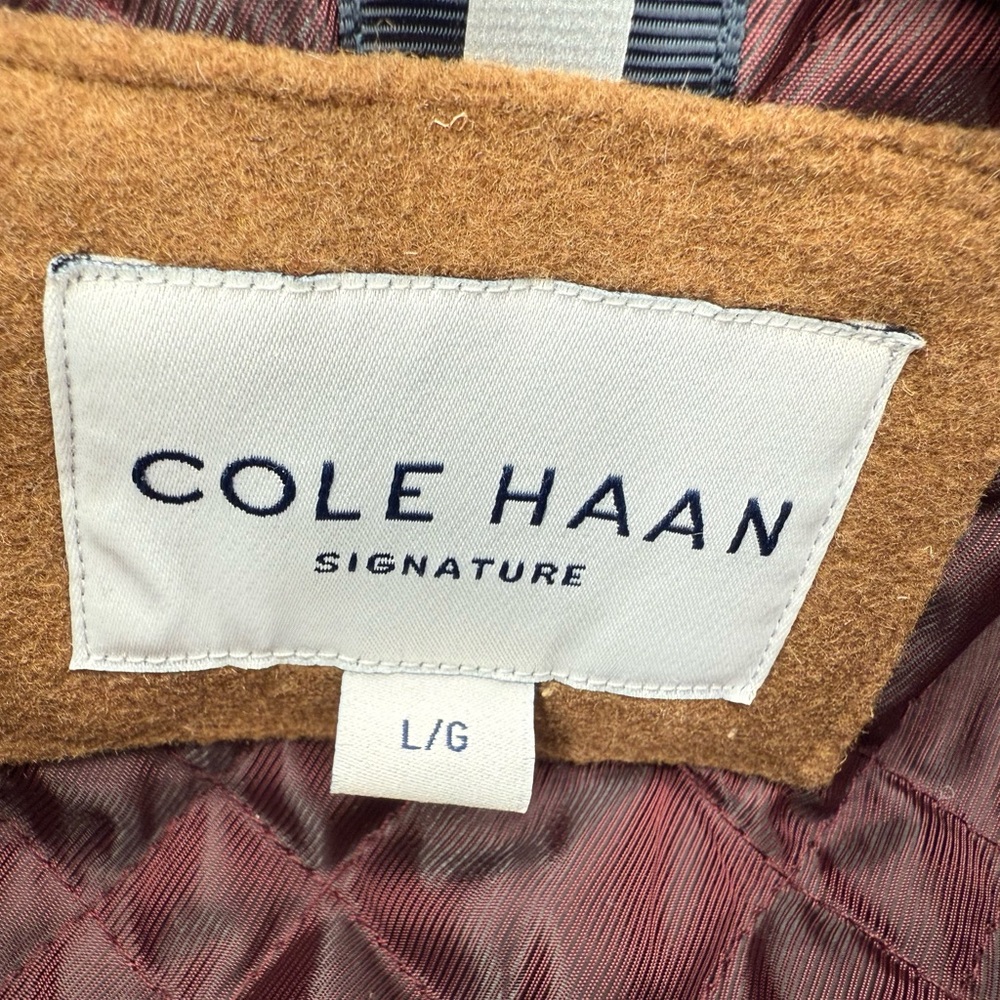 Cole Haan Signature Beige Tan Men’s Pea Coat Size Large - Picture 10 of 13